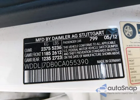 2012 Mercedes-Benz Cls 550 из США, поврежденный, VIN WDDLJ7DB0CA055390